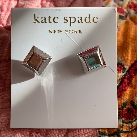 Kade Spade silver square stud earrings